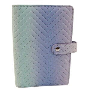 Pastel Ombre Planner Organizer Ring Binder Snap Close Quilted Blue Purple 7.5x5"